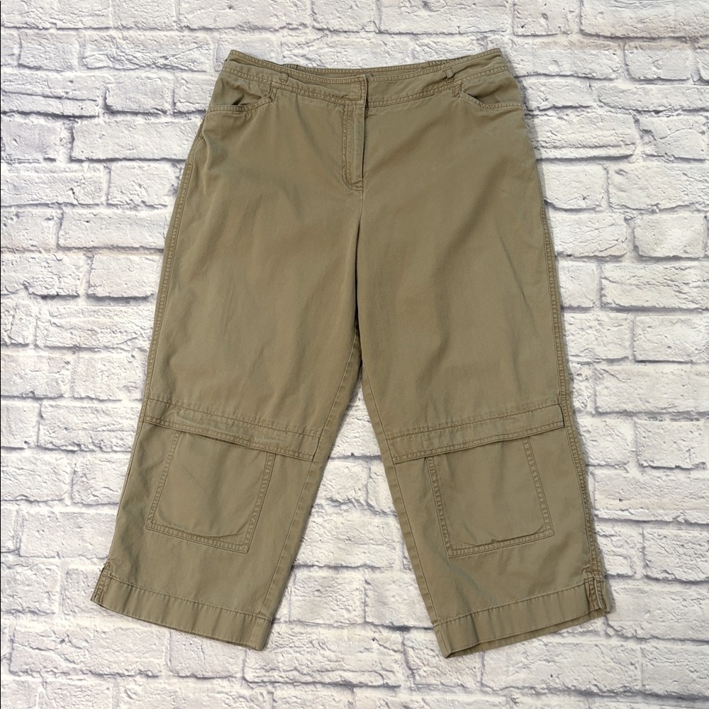 J Jill Khaki Cropped Pants High Rise Straight Leg Tan Capri Pants Size 12P